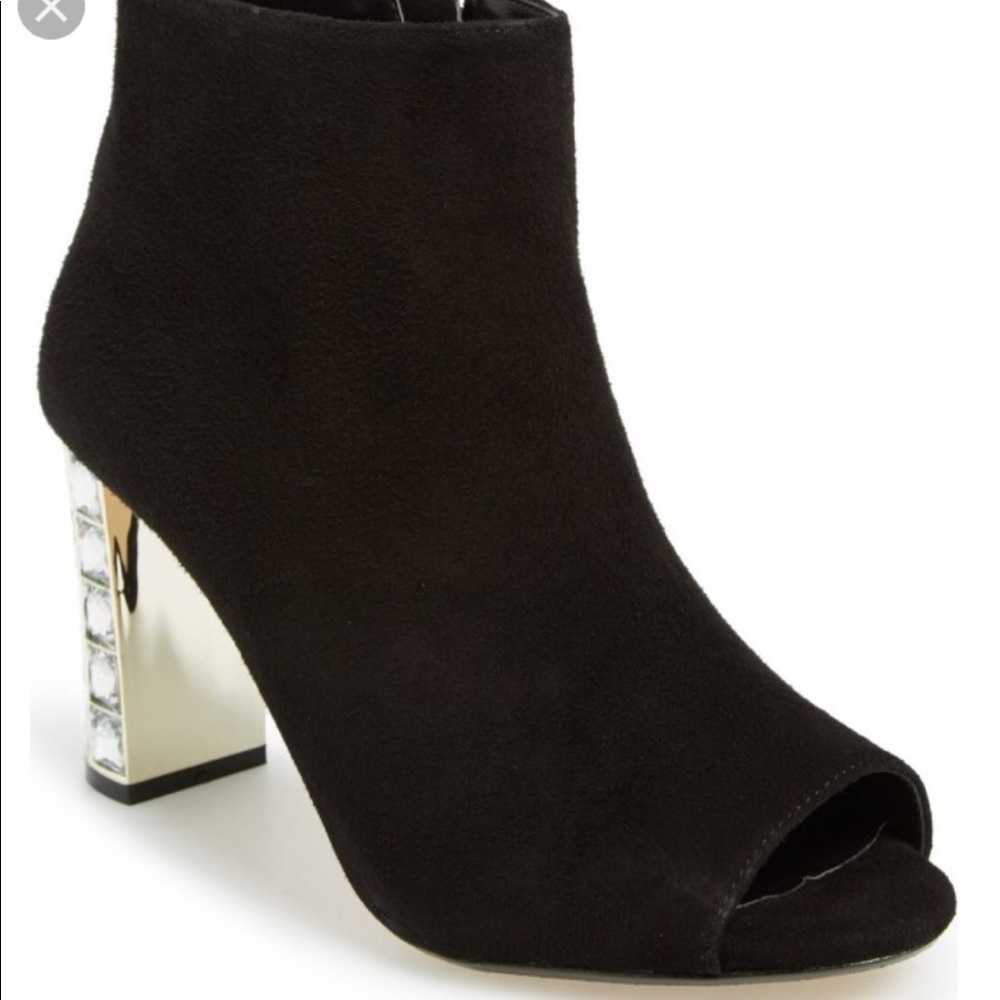 DUNE London Suede Peep Toe Jeweled Heel bootie 37